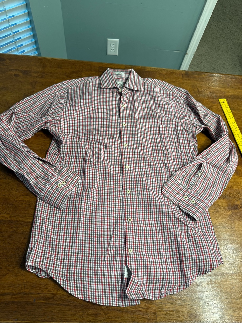 PETER MILLAR 100% Cotton Plaid Long Sleeve Button Down Sport Shirt Men’s Medium